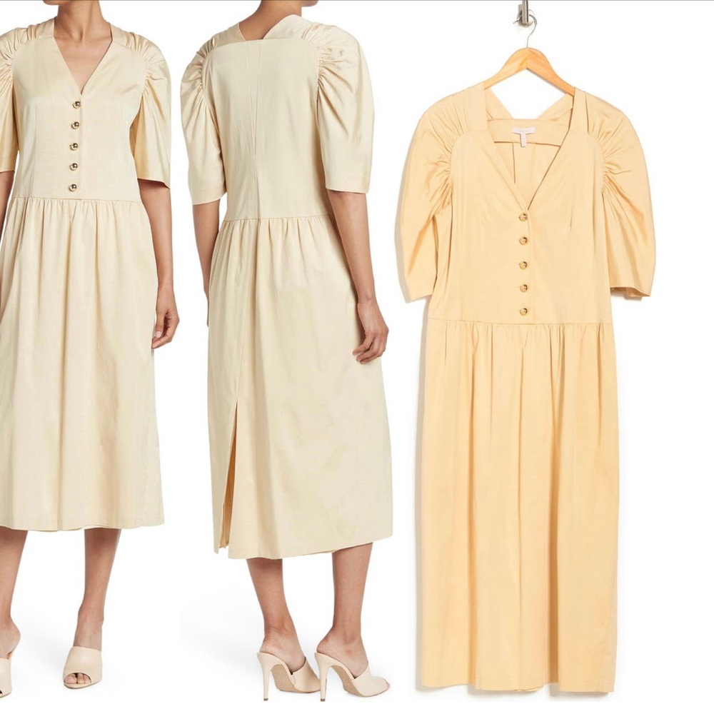 Rebecca Taylor Faille Dress Tan Midi Dress Size 8